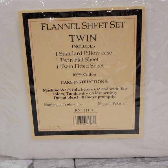 Northpoint Home Twin Flannel Sheet Fit Matresses up to 14" New Sealed Off White - Picture 5 of 7